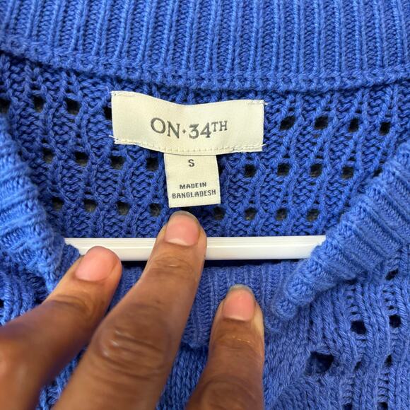 On 34th Sweater Crewneck Fisherman Cable Knit Sweater NWT Pullover Preppy Sail - Picture 3 of 14